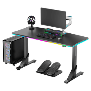 AJUNION, ajuste de altura, marco de acero, mesa de jugador, iluminación RGB de 360 grados, escritorio de juegos, mesa de juegos barata, escritorio de ordenador versátil - Product Image 1