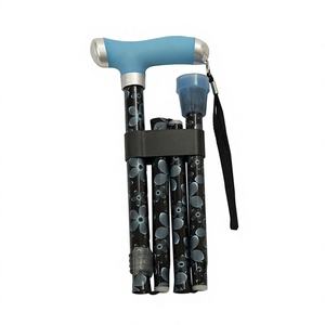 Bastón de Caminar Plegable Ajustable de 5 Secciones con Punta de Goma y Mango en T Luminoso, Capacidad de 250 LBS, para Seguridad Nocturna al Aire Libre, Venta Caliente OEM - Product Image 1