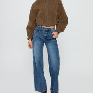 Veste en daim surdimensionnée OEM, veste bomber en cuir PU à manches longues pour femmes - Product Image 4