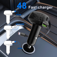 Nouvelle Tendance 2026 : Chargeur Double Voiture 48W Super Rapide USB avec Câble Rétractable Type C de 70cm