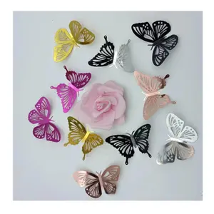 Removable 12 10 8cm mixed size paper butterfly 3D for cake topper bedroom living room wall art decal decorative stickers