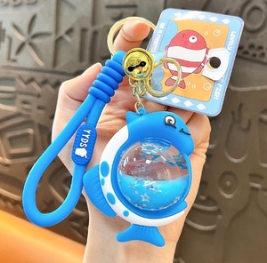 <span class=keywords><strong>Porte</strong></span>-clés créatif en forme de baleine, représentant un nouvel animal marin. Jolie Poké Ball. Pendentif en sable liquide. Accessoire de sac. - Product Image 5