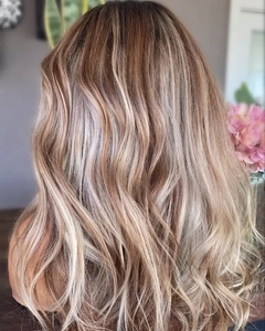 Perruque pour femmes, couleur blond <span class=keywords><strong>miel</strong></span> ombré, Balayage ondulé, nœuds invisibles, cheveux humains européens doux, perruques en dentelle - Product Image 6