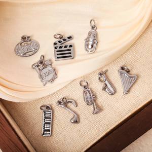 Charme d'instrument de musique plaqué or 18 carats, acier inoxydable, émail, claquette de cinéma, <span class=keywords><strong>saxophone</strong></span>, pendentif musical pour la fabrication de bijoux - Product Image 2