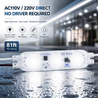 Module LED AC haute tension 2W, portée maximale 81FT, couleur unique, AC110V AC220V, homologué UL, étanche, pour éclairage de panneaux de station-service