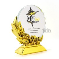 Coupe de trophée en cristal sur base en métal doré de qualité supérieure pour les sports de natation, course, émail dur, durable, gravure imprimée, trophées, plaques