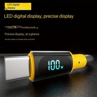 Cable USB C a USB C de 100W PD 5A con Pantalla Digital, 1.2M 2M, Cable de Carga Rápida TPE para iPhone 15, Samsung, Laptop, Tablet