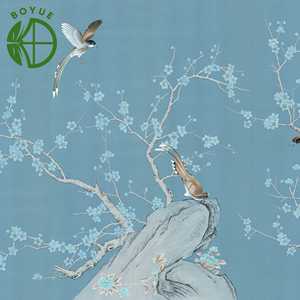 Papel Tapiz Mural Personalizado Impermeable con Diseño de Flores y Pájaros Chinos en 3D, Arte Vinílico para Paredes de Hoteles, Pasillos, Villas, Interiores y Salas de Estar - Product Image 2