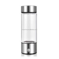 420ml H2 Riche Argent Tasse Filtre Électrique Titane Qualité Logo Personnalisé Portable Antioxydant Hydrogène Bouteille D'eau En Verre
