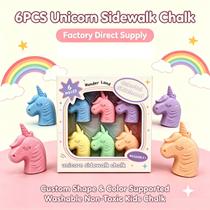 <span class=keywords><strong>Craie</strong></span> de trottoir géante licorne non toxique et sans poussière, 6 pièces, colorée, en sulfate de calcium, personnalisée pour les fêtes d'enfants - Product Image 5