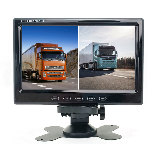 Hot 7 Inch Hd 12v 24v Split Quad Monitor Car Headrest Display 2ch Video Input for Back up Camera Truck Rv & Cctv