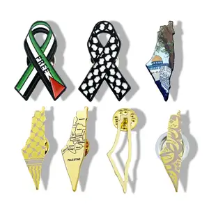 Pin Enamel Logam lencana bros bendera Palestina Pin peta Palestina Gratis