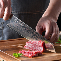 Cuchillo de Chef Japonés KEEMAKE de 8 Pulgadas, Cuchillo Kiritsuke de Acero Damasco de Cobre de 33 Capas de Alta Calidad Japonesa con Mango de Resina con Diseño de León