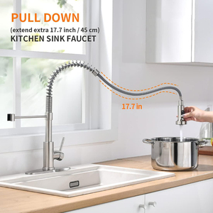<span class=keywords><strong>Robinet</strong></span> <span class=keywords><strong>de</strong></span> cuisine commercial monocommande en acier inoxydable avec plaque <span class=keywords><strong>de</strong></span> fixation, <span class=keywords><strong>robinet</strong></span> <span class=keywords><strong>de</strong></span> cuisine à ressort avec douchette extractible - Product Image 3