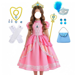 Costume da Principessa Peach Rosa per TV e <span class=keywords><strong>Film</strong></span> <span class=keywords><strong>di</strong></span> Pasqua, Abito da Ballo per Bambine, Vestito da Principessa per Halloween, Carnevale, Cosplay, Festa <span class=keywords><strong>di</strong></span> Compleanno - Product Image 2