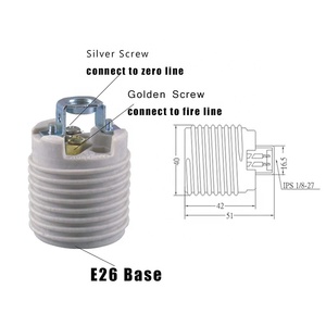 Douille de lampe en porcelaine E26 E12 avec mise à la terre, support de bougie en céramique <span class=keywords><strong>pour</strong></span> lustre, support métallique, luminaire - Product Image 4