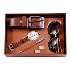 Business <b>Gift</b> Set Watch Belt Sunglasses Pen Cufflinks Leather Exquisite Father's Day <b>Gifts</b> - Product Image 4