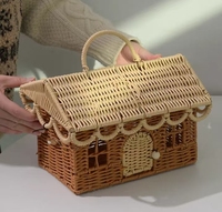 Panier de rangement en rotin en forme de maison pour enfants, panier naturel pour tout-petits, panier de pique-nique, accessoires de plage