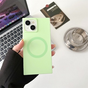 <b>Candy</b> Color Straight Edge Soft TPU Phone Case for iPhone 13 14 15 16 Pro Max Wireless Charging Strong Magnetic Shockproof Cover - Product Image 4