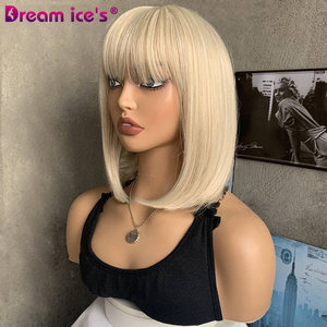 Parrucca Sintetica DREAM ICE'S, Bob Corto Liscio 12 Pollici, Biondo Chiaro, Elegante e alla Moda, Resistente al Calore, Densità 150% - Product Image 6