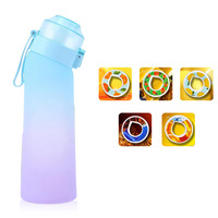 Bouteille d'eau de 650 ml avec capsules aromatisées, sans sucre, gourde de sport pour la gym, 5 capsules aromatiques pour bouteille d'eau, bouteille d'eau parfumée en Tritan