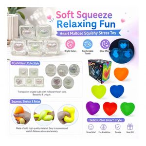 Wholesale Glow in Dark Heart Cube Squeeze Toy Soft TPR <b>Squishy</b> Stress Ball Sensory Fidget Party Gift Supplier Pack - Product Image 2