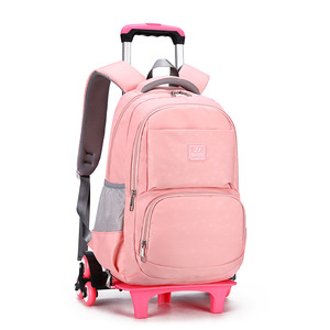 NEW Design New Fashion Removable Children Pink School Bags Waterproof for Girls Boys Trolley <b>Backpack</b> Kids Bag on <b>Wheels</b> Bookbag - Product Image 2