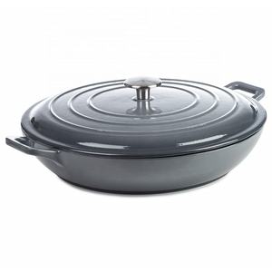 Marmite à soupe <span class=keywords><strong>en</strong></span> <span class=keywords><strong>fonte</strong></span> grise émaillée de <span class=keywords><strong>grande</strong></span> taille, Casserole peu profonde - Product Image 4