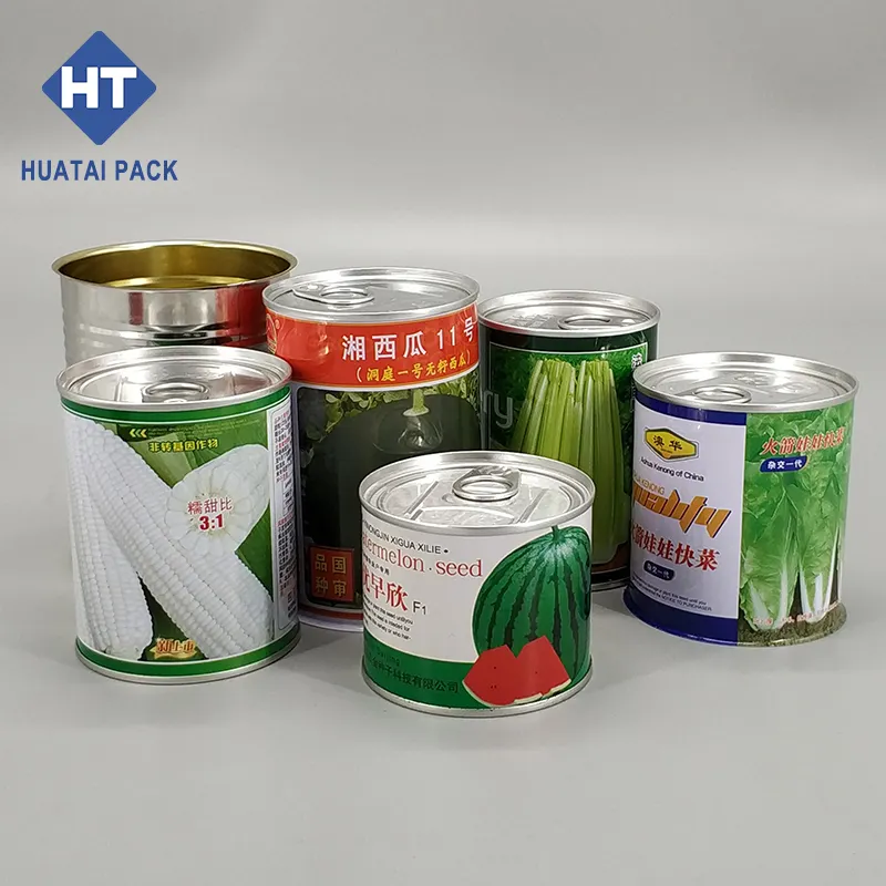 With Lid for Vegetable Seeds Packaging High Quality Empty Easy Open End Open Top Tin Can