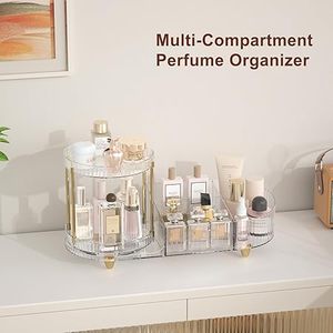 <b>Makeup</b> Organizer Countertop for <b>Vanity</b>, Rotating Perfume Tray with 5-compartment Cosmetic and Skincare Organizers - Product Image 5