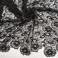 Luxueus zwart bloemenkant van guipure, zwaargewicht, 100% acryl, holle chemische borduurwerk voor Abaya Dubai modejurken