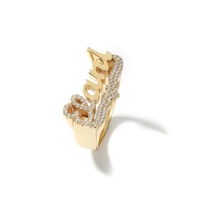 Bague en tungstène de style hip-hop euro-américain avec incrustations de zircon, personnalisable, design DIY lettre cœur ruban – Bague unisexe pour les fêtes