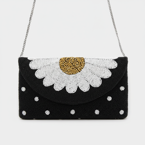 Sac à bandoulière brodé perlé à la mode Couture croisée et artisanat Motifs élégants - Product Image 1