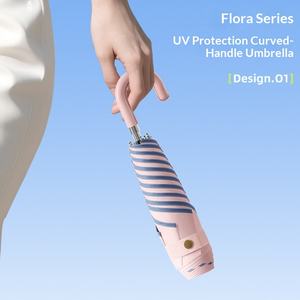 Sombrilla LS Umbrella Fresh Petal de tres pliegues con mango curvado de aluminio, resistente a la intemperie, con revestimiento negro anti-UV <span class=keywords><strong>y</strong></span> logotipo. - Product Image 3