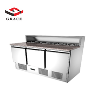 Comptoir de préparation de salades réfrigérés commerciaux personnalisables Grace, table de travail en marbre, comptoir de bar à salades