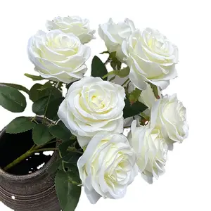 Buquê de flores artificiais de seda rosa rosa, flores baratas para casa, flores decorativas de casamento, em oferta