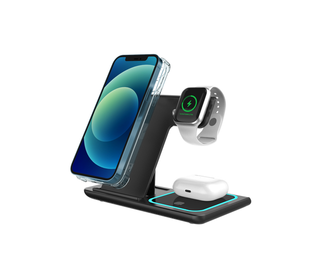 1 Foldable Custom logo 15w Magnetic Wireless Charger 3 in 1 One Magnet Station Holder for iPhone samsung for apple Watch airpods