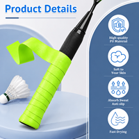 NISPLAY Overgrip absorbant la transpiration, antidérapant, durable, en PU, pour raquette de tennis, ajustement universel, 1200x25x0,65 mm