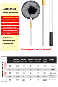 Ensemble complet d'épuisette de pêche pliante tige télescopique en acier inoxydable, ultra-léger, ultra-dur, portable de grande taille - Product Image 6