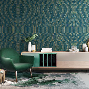 3D Modern dalga çizgili geometrik dekoratif duvar kağıdı PVC dokulu 3d siyah koyu lüks kadife duvar kağıdı - Product Image 1