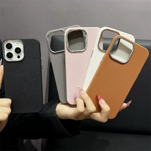 เคสโทรศัพท์มือถือแฟชั่นเรียบง่ายสำหรับ <span class=keywords><strong>iPhone</strong></span> 16 Plus 15 Pro Max 14 13 <span class=keywords><strong>12</strong></span> 11  วัสดุหนัง TPU ป้องกันแรงกระแทก ฝาหลัง - Product Image 3