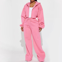 Ensemble décontracté deux pièces pour femme : veste courte à capuche zippée et pantalon long – Tenue de sport assortie pour femme
