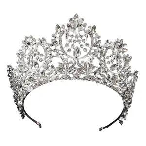 Victorian transparente pedras de cabelo cristal tiara, coroa da princesa rainha tiara, faixa de cabeça, jóias concurso de baile