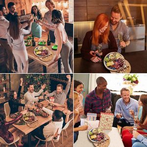 Plateau de service rond personnalisé pour pique-nique, plateau à fromage en bambou avec ensemble de couteaux et <span class=keywords><strong>ardoise</strong></span> - Product Image 6