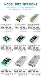 100W 12V DC cung <span class=keywords><strong>c</strong></span>ấp điện đầu ra kép mở khung SMPS với 88-264V AC đầu vào và 4A/2.5A đầu ra hiện tại - Product Image 3