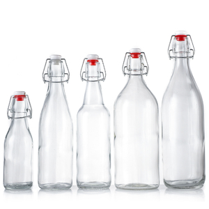 Bouteille en verre à <span class=keywords><strong>bouchon</strong></span> basculant <span class=keywords><strong>pour</strong></span> bouteille en verre transparent avec couvercle hermétique 25 Lait et vin 250 ml et 500 ml et 1000 ml Bouteille en verre carrée - Product Image 6