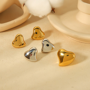 Heart Shaped <b>Stud</b> Earrings 18k Gold Plated <b>Titanium</b> Steel For Women Gift Jewelry Set TR4223 6 TR4223 8 4224 7 4225 7 - Product Image 2