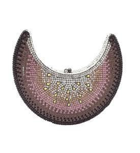 Sac de soirée élégant pour femme en cristal de lune, magnifique pochette en forme de croissant ornée de strass, sac à main original pour mariée et mariage - Product Image 6