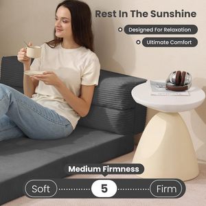 Thoải Mái Đầy Đủ Kích Thước Chuyển Đổi Sofa Giường Vải Loveseat Ghế Với Gối Gấp Di Động Sàn Ghế Cho Phòng Khách - Product Image 4