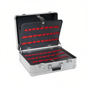 TTAKE Aluminum Electrician's Case <b>Tool</b> <b>Box</b> With Red Strips For Organized Storage And Transport - Product Image 2